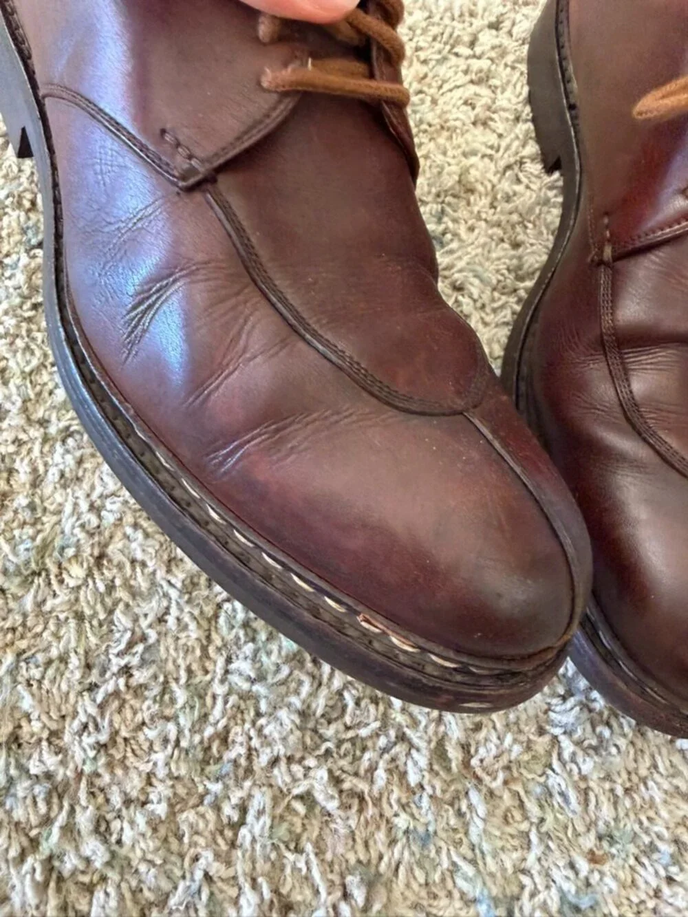 Heschung Derby Split Toe Dress Shoes Men's Brown Leather Sz 9.5 Norwegian Welt